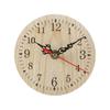 Round Wood Table Clock Vintage Stylish Round Clock for Bedrooms Living Room and Workspaces Quiet Operations Home Decors