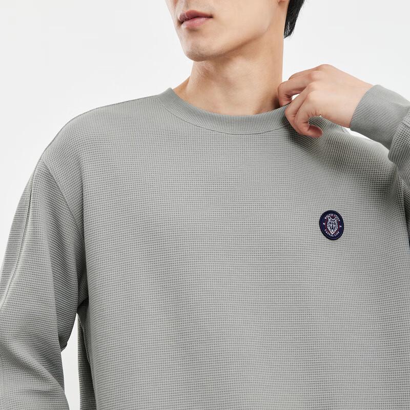 Qipilao Men's Waffle Knit Crewneck Sweatshirt