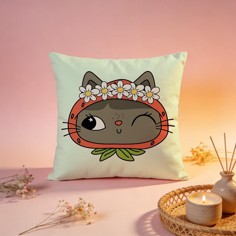 Cool Bandana Cat Graphic Cushion Cover Comfortable Durable Pillow Cover MultiScene for Home Office Car Sofa