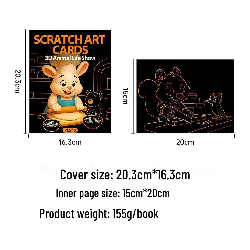 3D Animal & Underwater Adventure Scratch Art Book for Kids