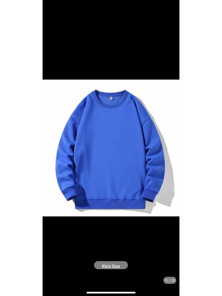 2024 Men’s Hong Kong-Style Solid Color Sweatshirt – Spring/Autumn, Loose Fit, Large Size, Round Neck, Trendy Korean Couple's Top