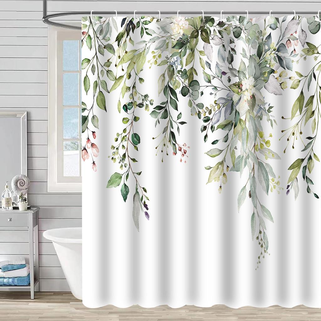 Shower Curtain Waterproof And Mildew-Proof 3D Digital Printing Plant Printing Shower Curtain Child Bathroom Partition Curtain