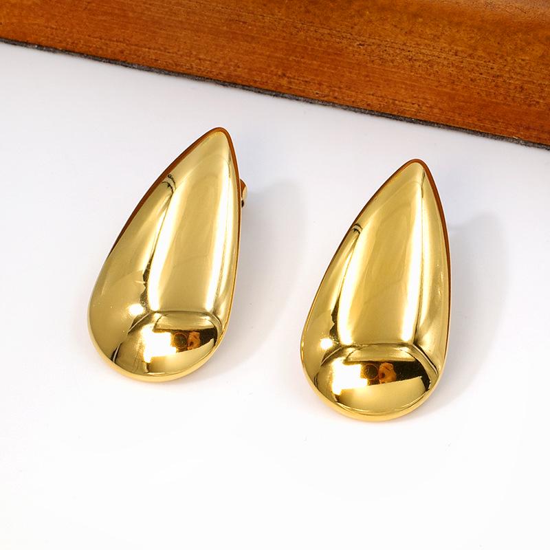 European Geometric Gold-Plated Titanium Steel Earrings for Women - Chic Metallic Ear Ornaments