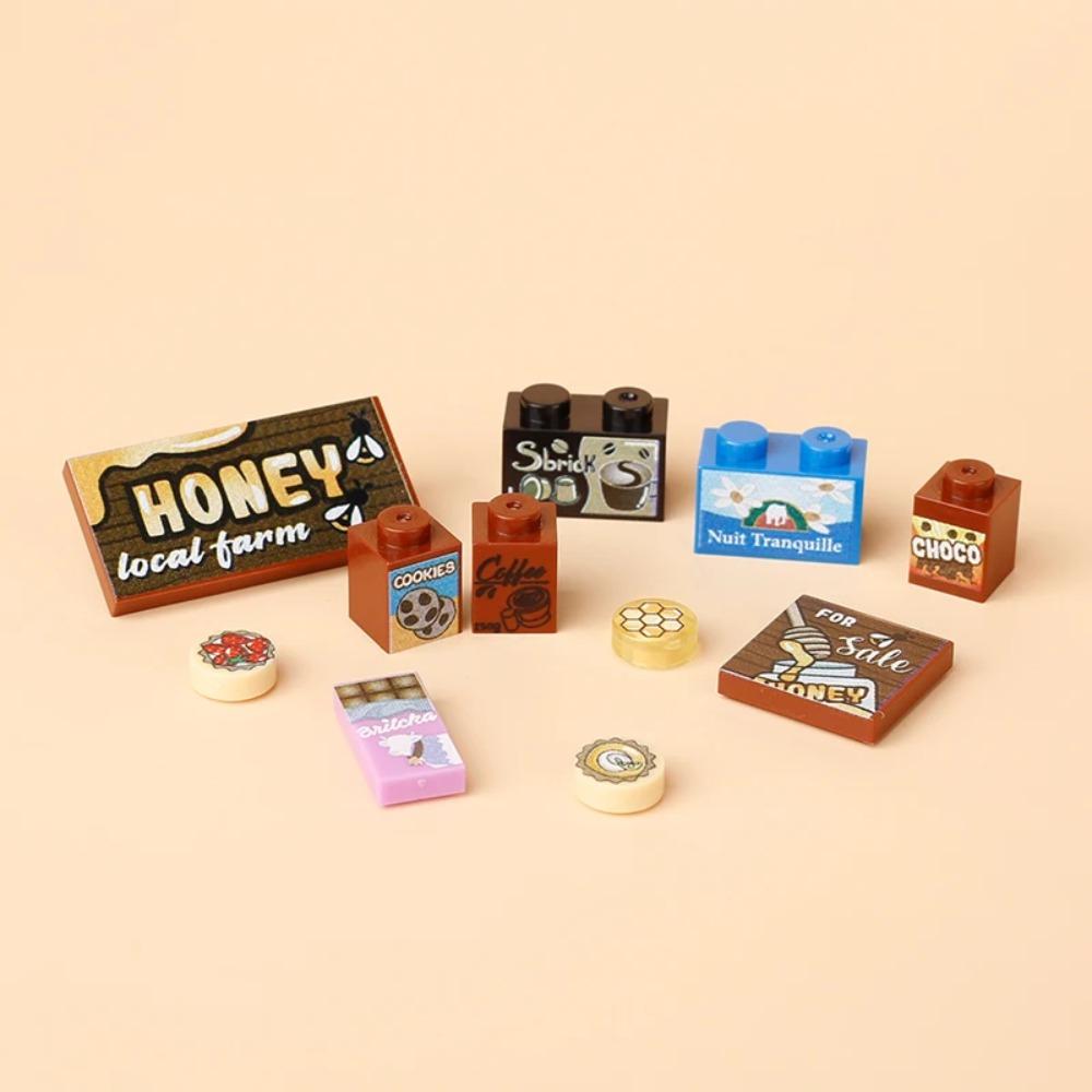 Food Printed Tiles Passport Plane Ticket Building Blocks Sushi Pizza Sound Compass Map Milk Juice Sauce Dessert Bricks Toy