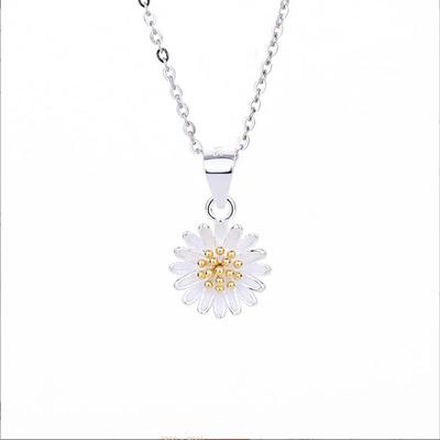 S925 Sterling Silver Necklace Fashion Korean Style Student Sterling Silver Chrysanthemum