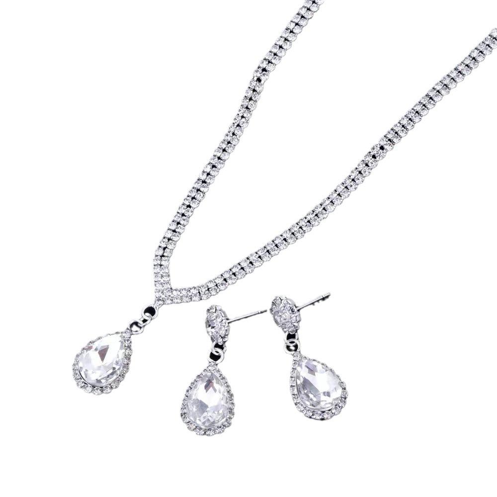 Rhinestone Drop Set Bridal Banquet Tassel Earrings Necklace Versatile Diamond Neck Chain Wedding Tassel Element