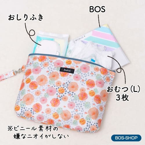Bosno Diaper Pouch Clutch Type Odorless Bag Bos/white/s Size 30 Pieces Included Bag Color: White/pouch: Clutch/rose Pink