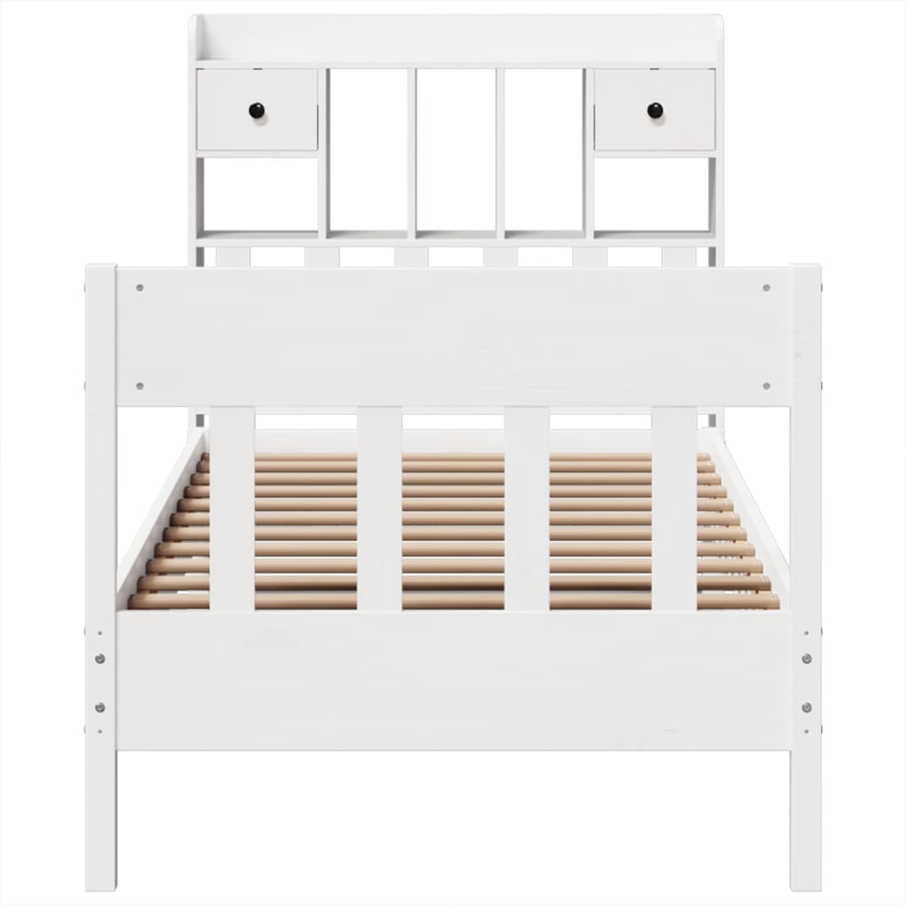 Solid Wood Bed without Mattress White 75x190 cm Pine Wood