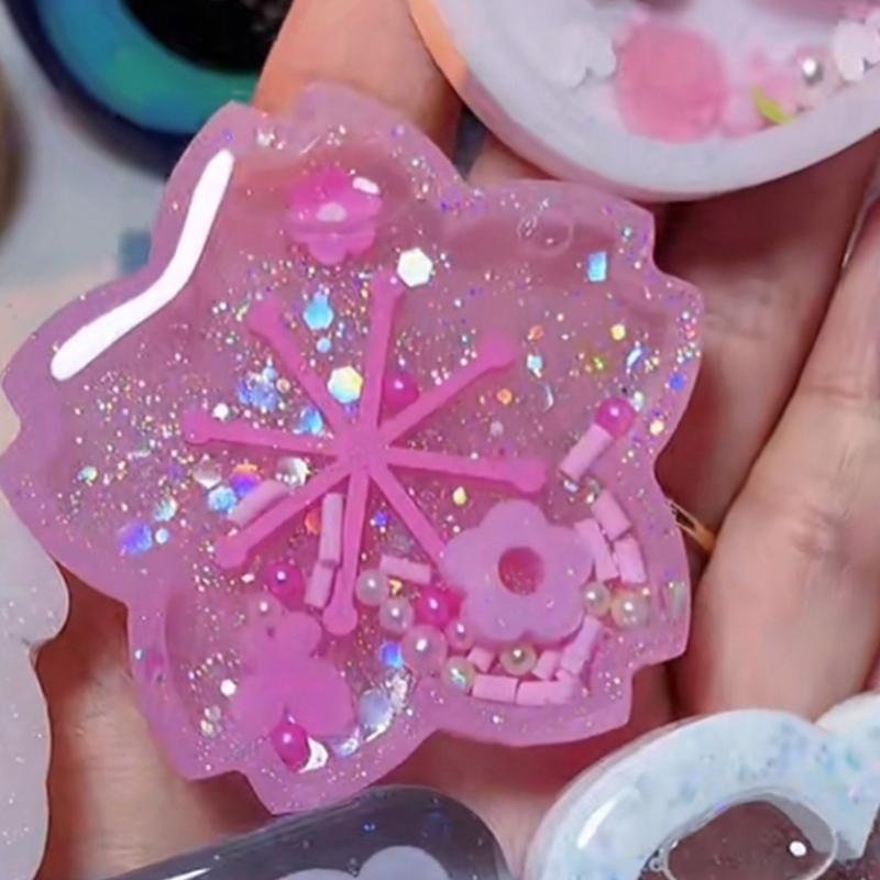 Geometrisches Blumenornament Harzguss Silikonform Schlüsselanhänger für Frauen Dekorianhänger Glitzer-Sand-Form für DIY-Bastelarbeiten