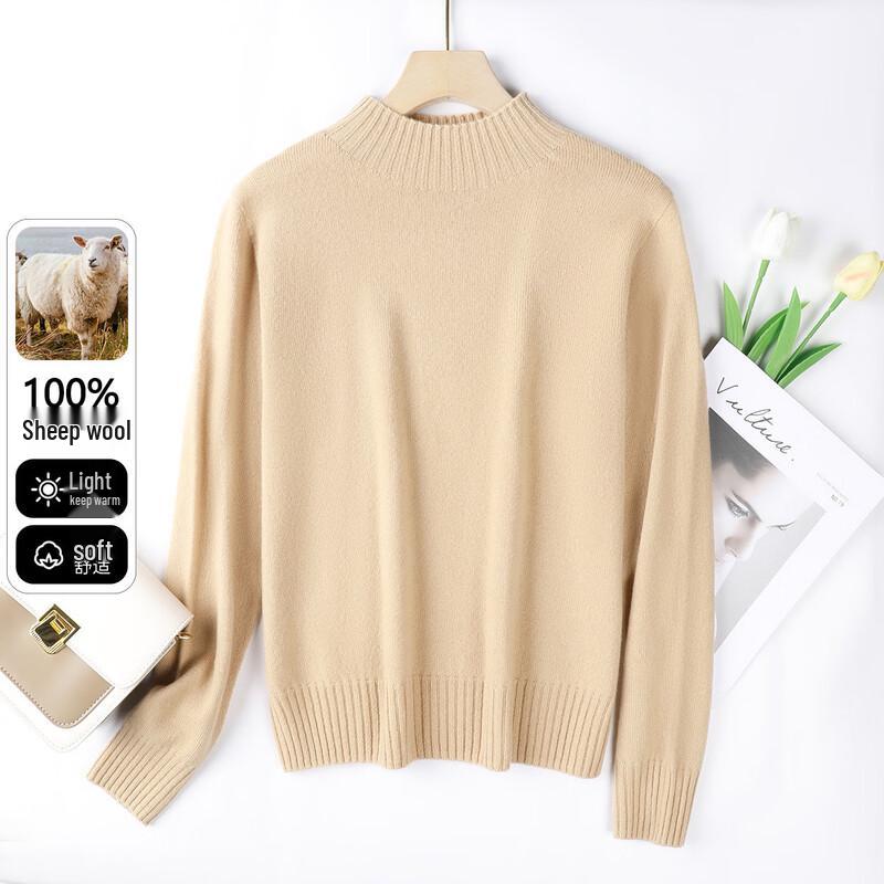 Snowflying Women's Autumn/Winter 100% Merino Wool Half-High Collar Sweater
