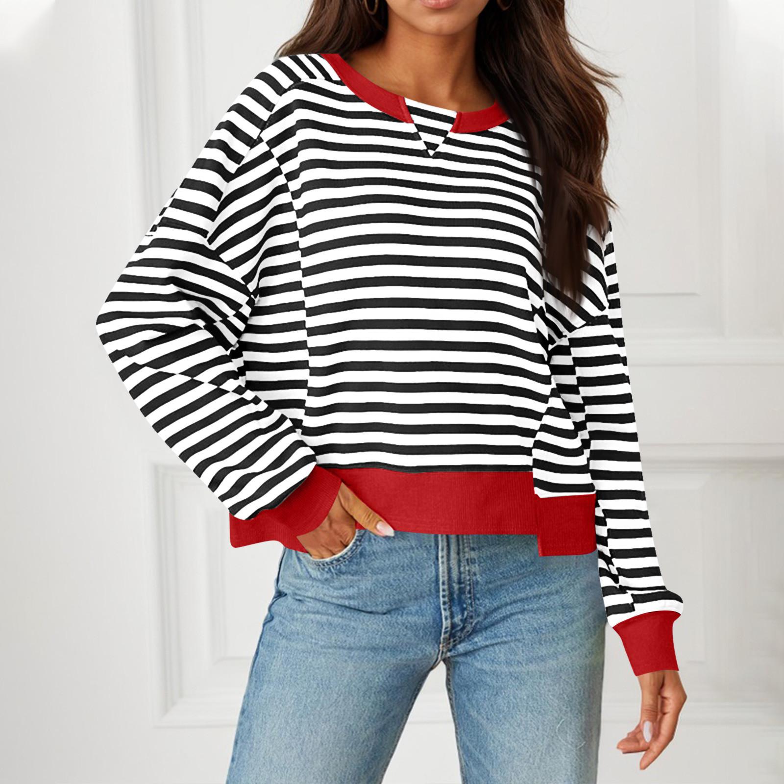 

Женская толстовка с цветными блоками, повседневная удобная свободная легкая женская толстовка с длинным рукавом и круглым вырезом L чёрный