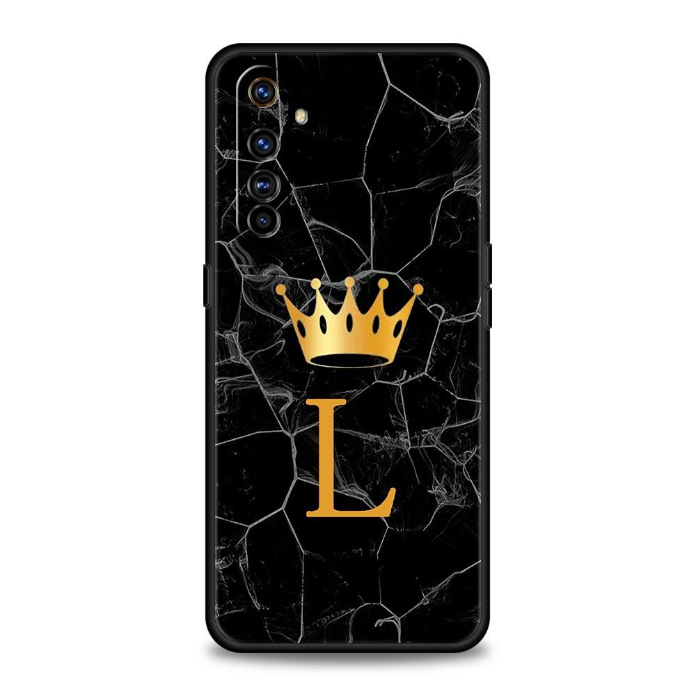 

Чехол для телефона Realme 12 11 10 9 8 5G 7 6 GT5 GT3 GT2 Pro Plus C21 C11 C25 C35 Realme GT Neo 2 3 3T 5 с изображением короны и буквами от A до Z Realme GT Neo 3