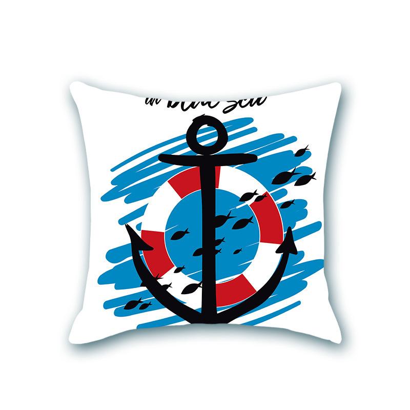 Blauer Anker Nautischer Sofakissenbezug Nordisch Retro Zuhause Stoff Seestern Kissenbezug