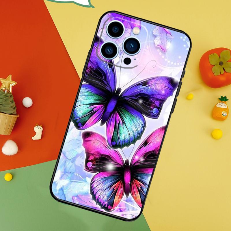 Black Beautiful Butterfly Phone Case For iPhone 17 Pro Max16 15 14 13 11 12 Pro Max Plus 12 13 Mini 16e 17 Air Cover