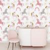 Cute Unicorn Rainbow Peel And Stick Cartoon Wallpaper Self-Adhesive Pink/Grey Wall Stickers for Kidroom Easy To Paste Home Decor