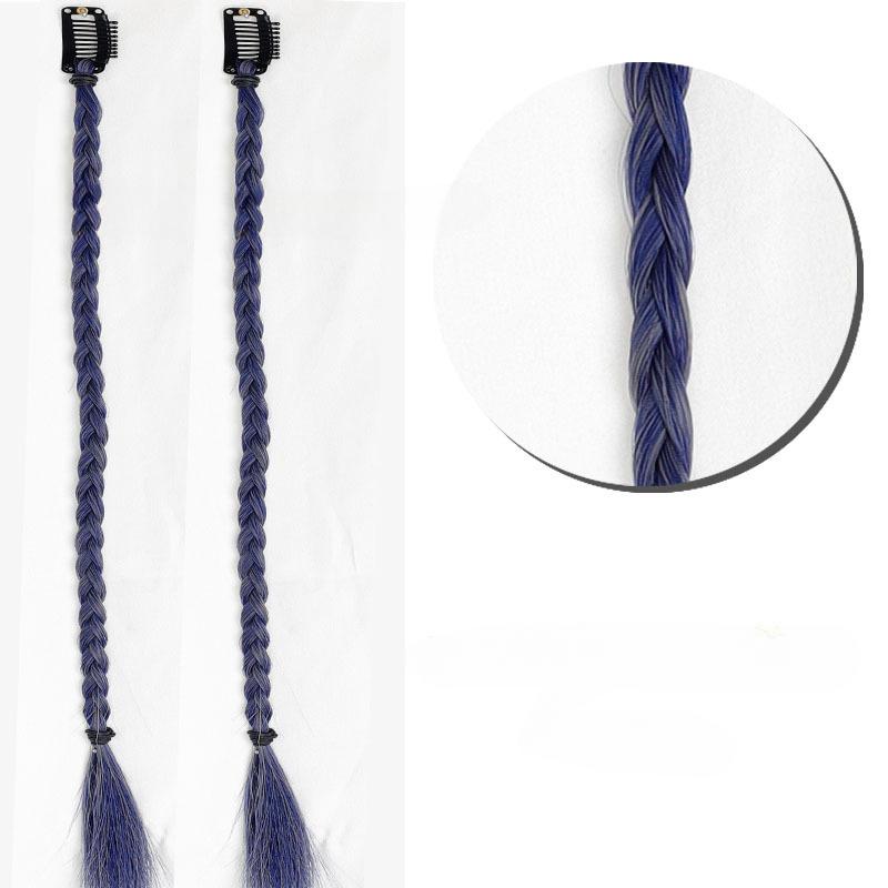 2 stücke Synthetische Perücke Zöpfe mit Clip Haar Zopf Haarverlängerungen Zubehör Ringe Dreadlocks Hip-Hop Haar Seil Lametta