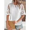 IHUASU Women's Fashion Casual Solid Color Print O-Neck Short Sleeve Blouses & Shirts