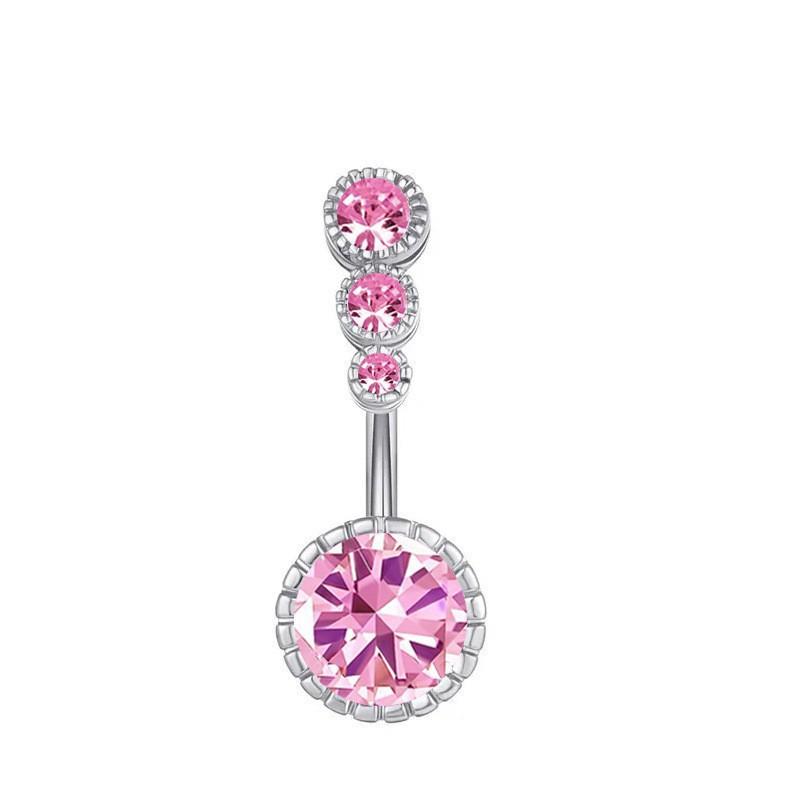 Premium Stainless Steel Navel Ring Hypoallergenic Sparkling Zircon Belly Button Piercing for Party