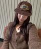 Yunibeoseugameonteu Universe Sign Long Bill Washed Cap_Brown