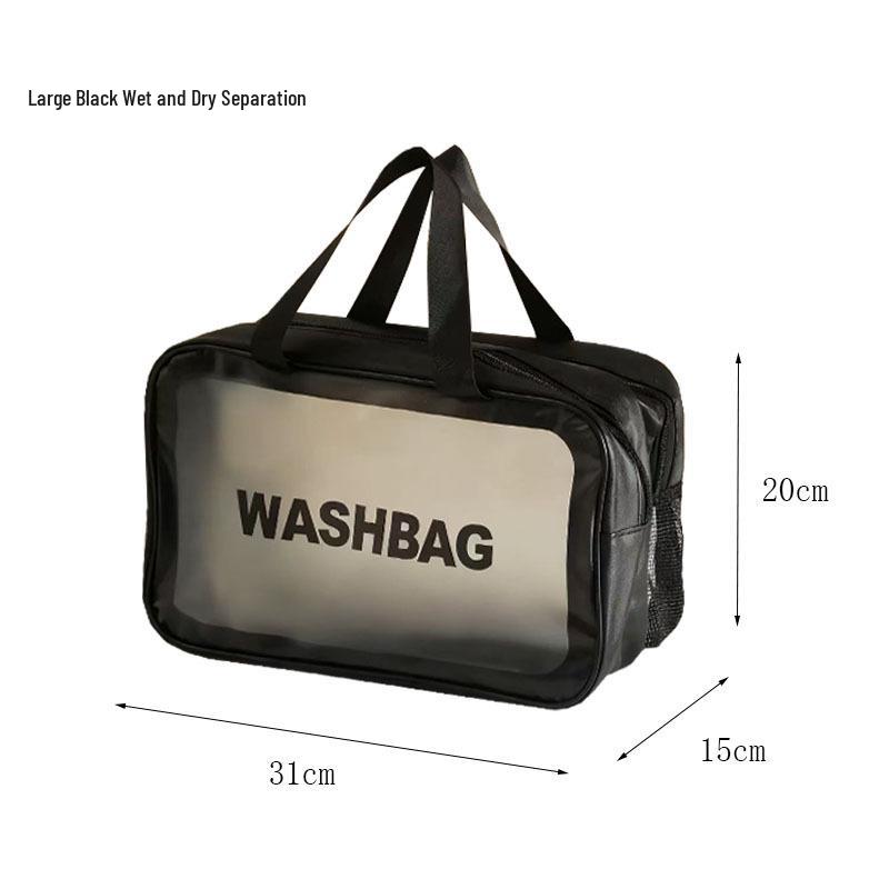 Women's Large-Capacity Waterproof PU Makeup Bag - Transparent, Thickened Design for Wet & Dry Separation