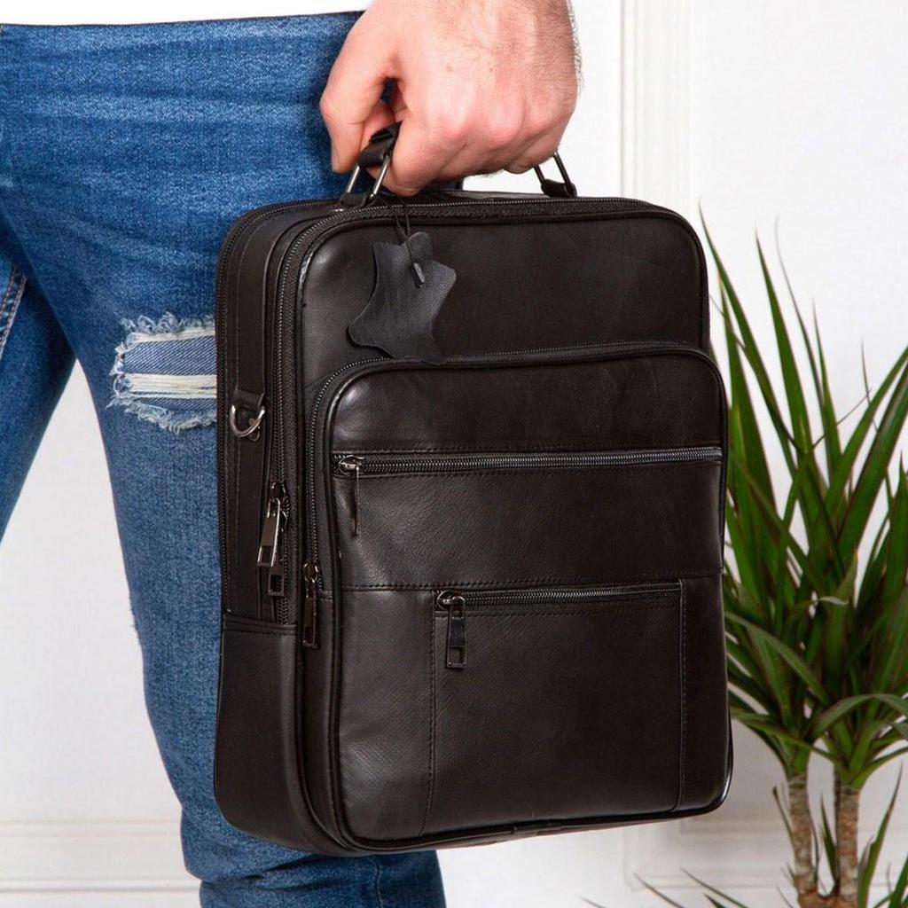 Lederax Nadrozměrný Horizontální Model Ocelové Pouzdro Pánská Taška z Pravé Kůže do Ruky a Přes Rameno Vícekapsá taška LD504