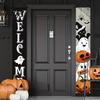 Party Atmosphere Decoration Halloween Porch Sign Banner, Pumpkin Ghost Awning Hanging Wall Indoor Door Decoration, Front Wreath Banner Yard