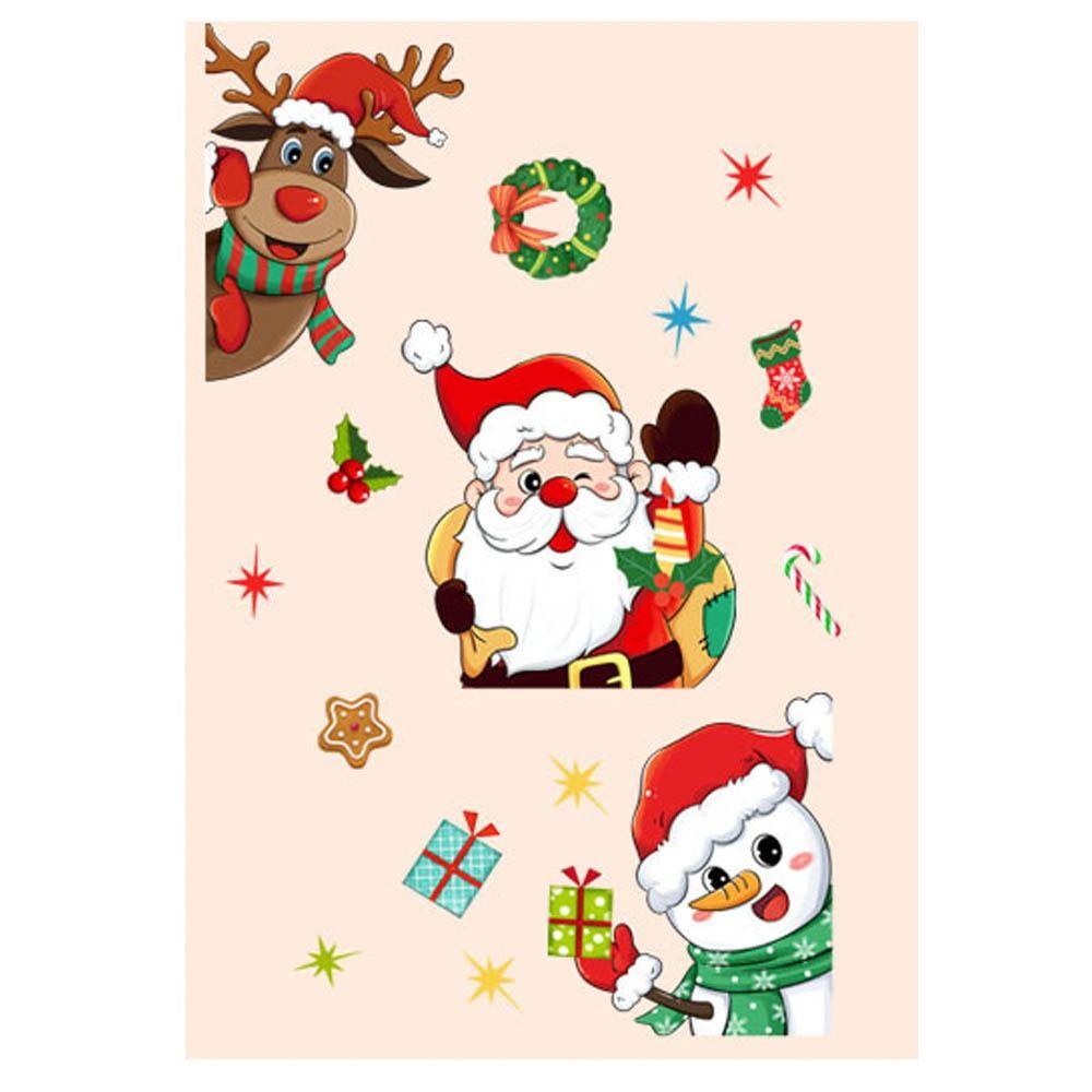 Cartoon Santa Claus Window Sticker PVC Self-Adhesive Christmas Decoration Background Snowman Elk Decorative Window Sticker