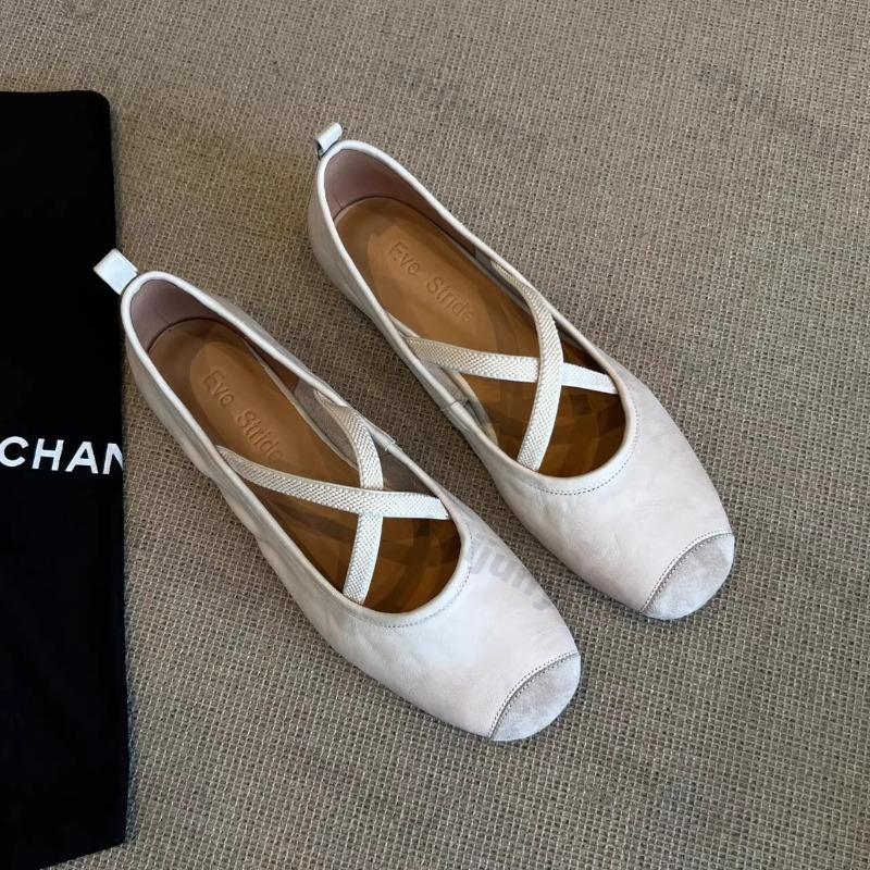 2025 Women's Flats Lightweight Comfortable Ballet Shoes Shallow Soft Bottom Cross Strap Retro Mary Jane Shoes
