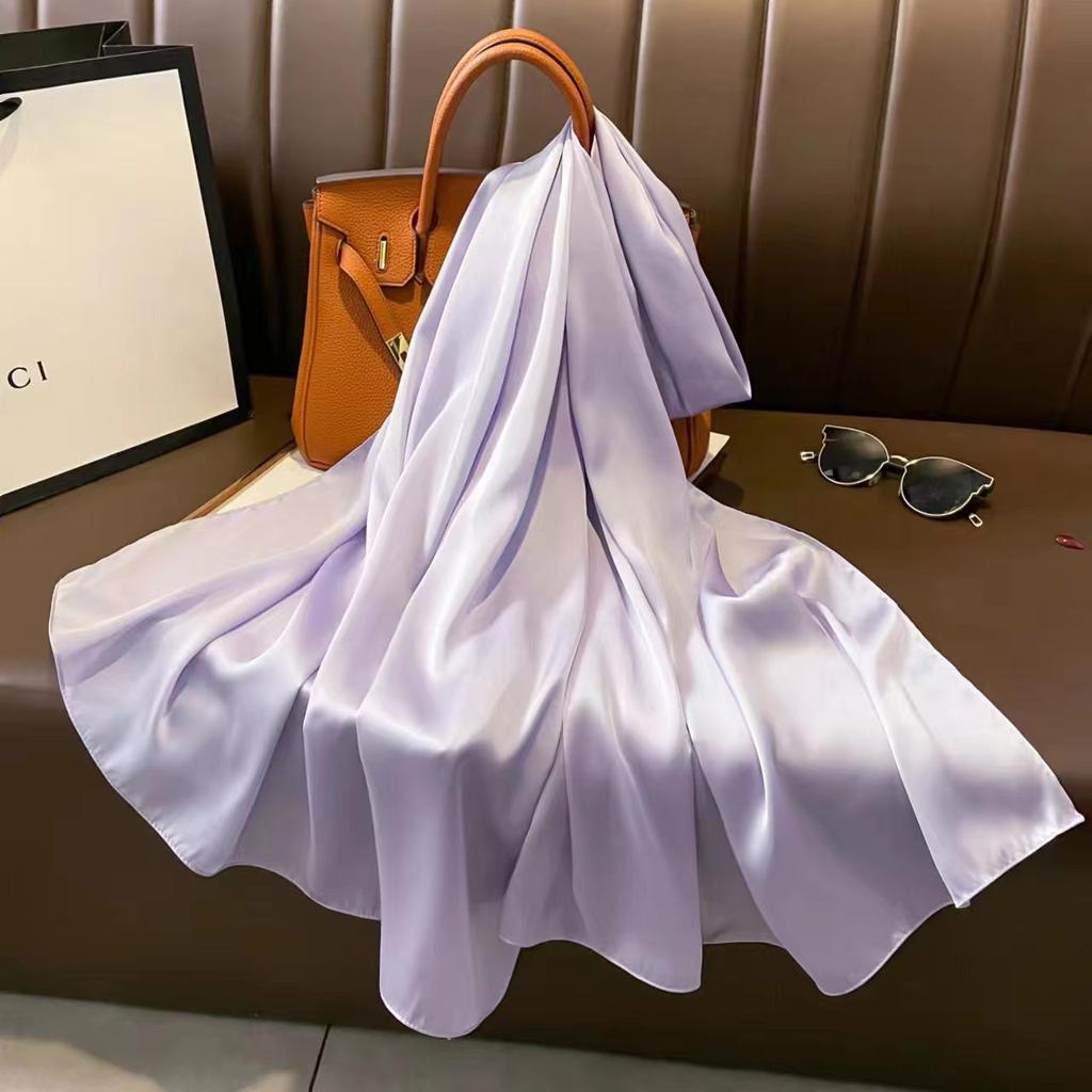 New solid colour anti-silk scarf spring and autumn sunscreen beach towel female silk scarf outside the air conditioning shawl