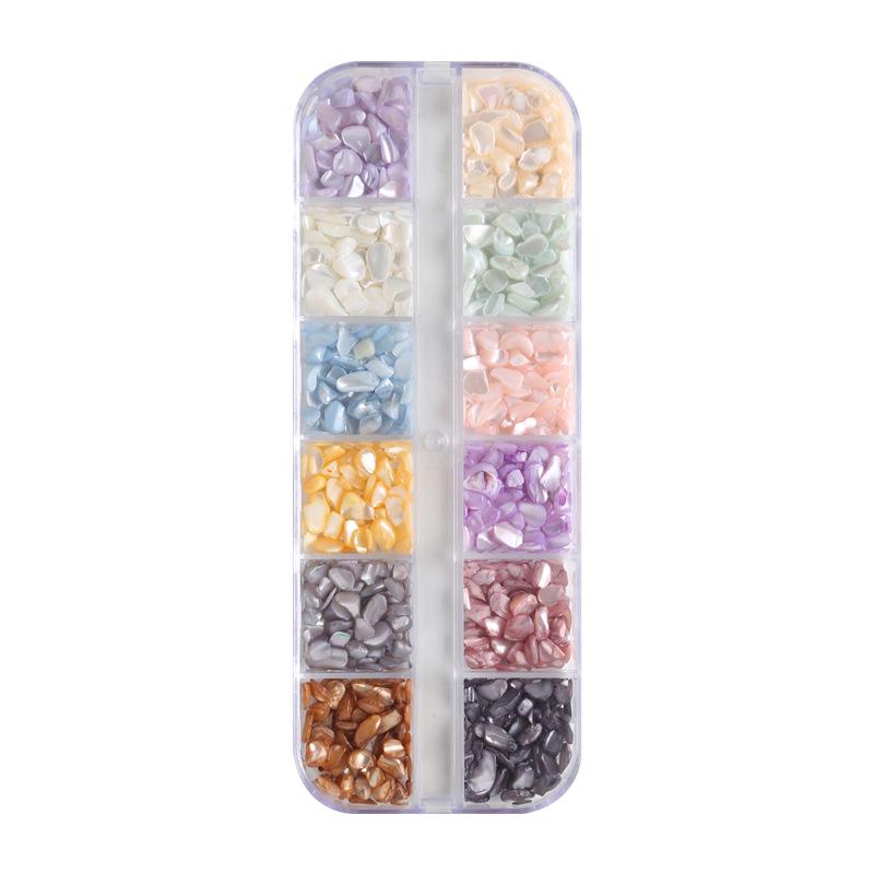 12-Color Iridescent Abalone Nail Art Flakes and Patches Set