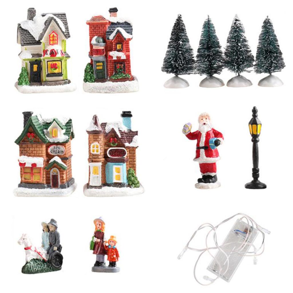 Collectible Table Figurine Lightweight Mini Christmas Town Ornament Creative Luminous Resin Landscapes for Home Decor