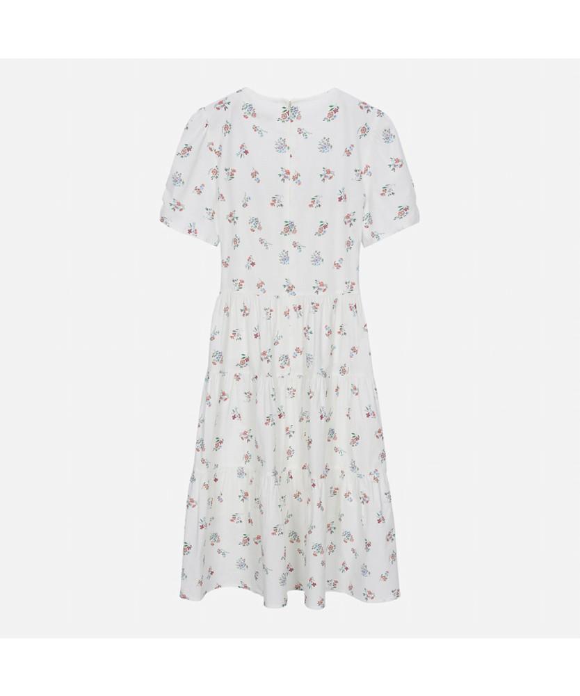 THURSDAY ISLAND Flower Pattern Voluminous Sleeve Dress_T254Mop237W