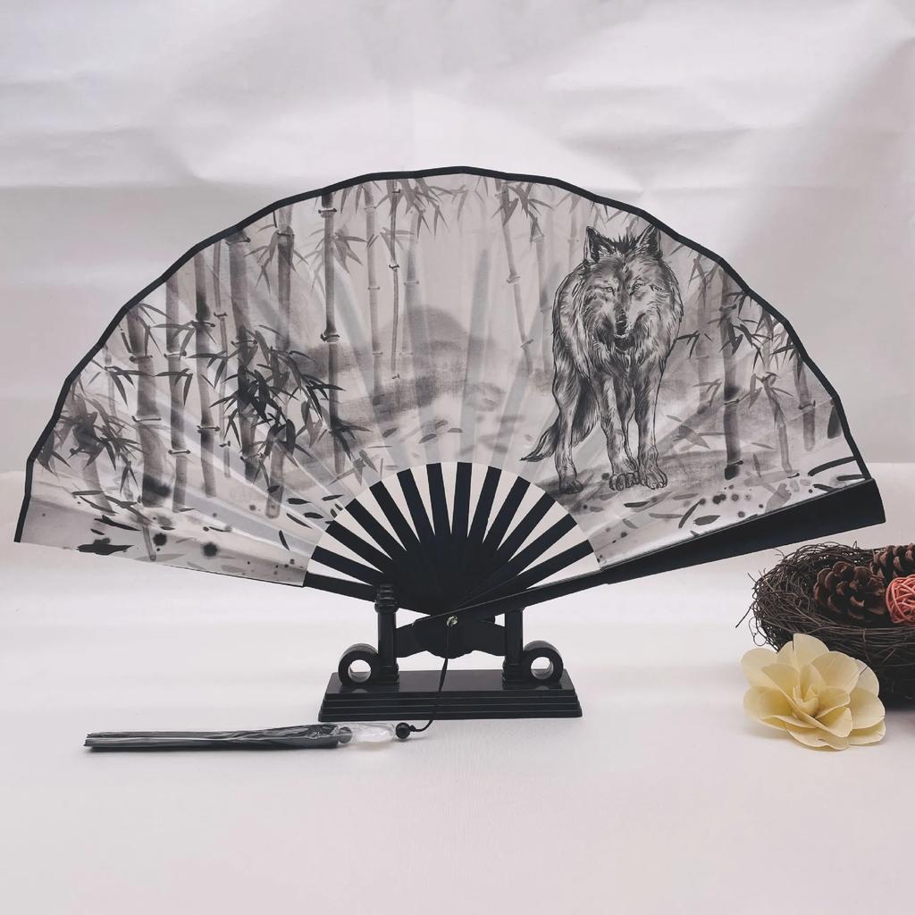 8 Inch Chinese Japanese Silk Folding Fan Classical Dance Fan with Tassel Vintage Art Craft Gift for Home Decoration