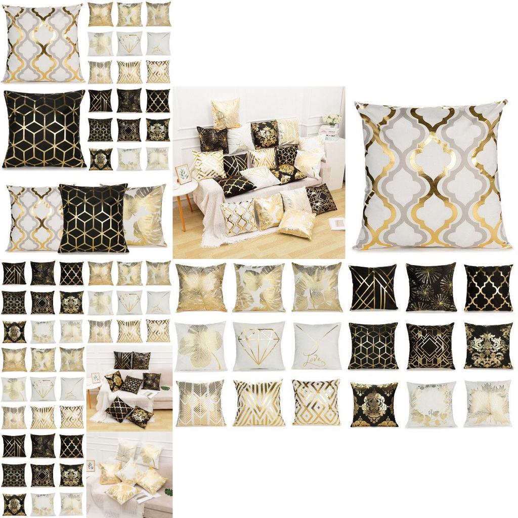 Premium Single Side Printed Bronzing Geometric Cushion Cover Perfect For Sofa And Bed Decor