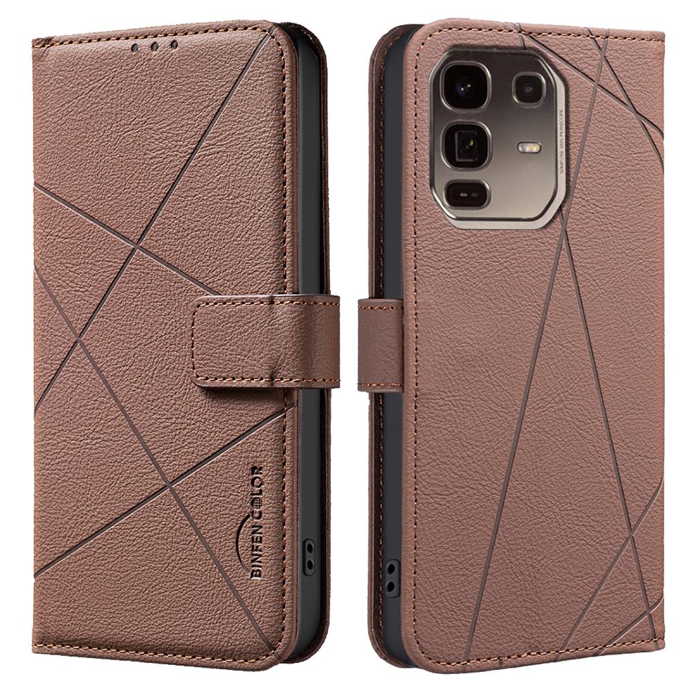 For Infinix Note 50 Pro+ 5G Case BINFEN COLOR BF35 Geometry Imprinted Leather Phone Cover RFID Blocking Wallet Stand