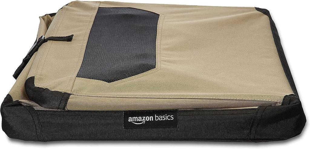 Amazon Basics Soft Pet Crate, Foldable and Portable, for Dogs and Cats, Small, 66cm X 46cm X 46cm, Tan