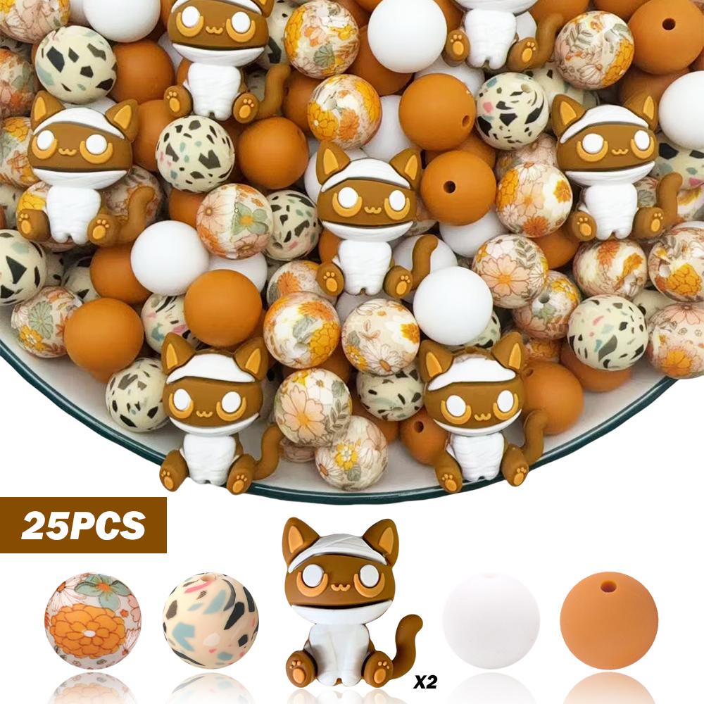 

25PCS New Style 3D Animals Silicone Beads Set, Perfect for DIY Keychains, Necklaces, Bracelets, and Other Crafts