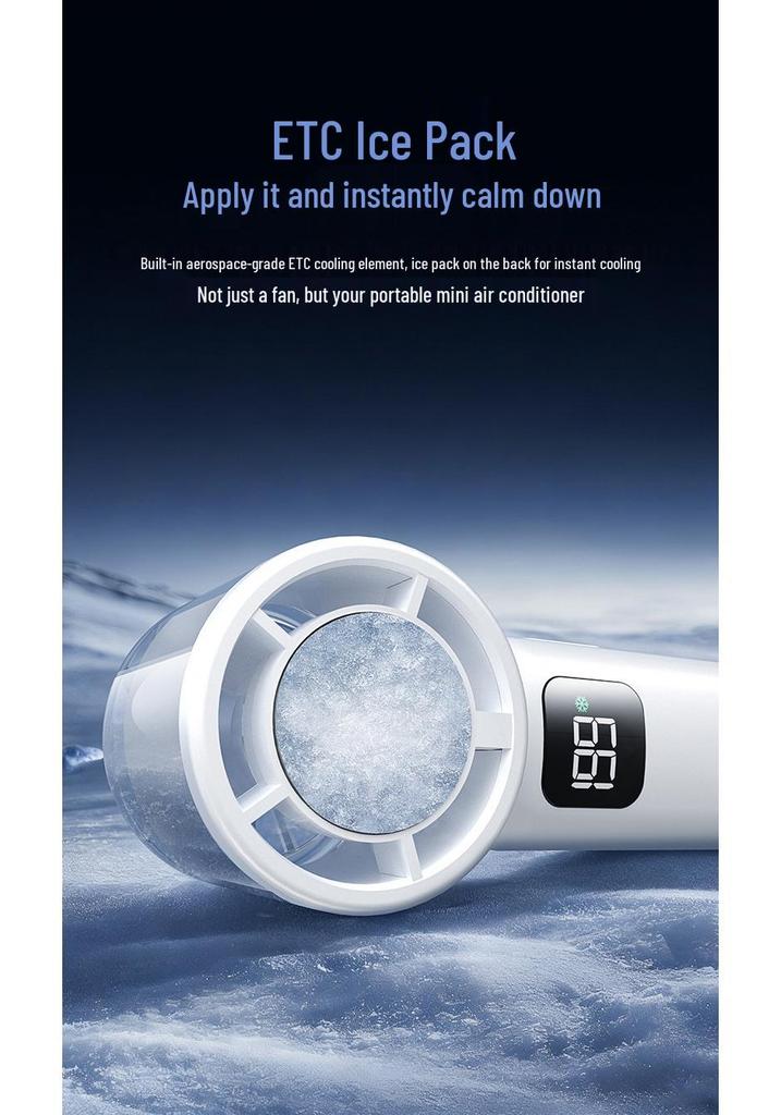 Portable High-Speed Foldable Fan with Ice Pack – Handheld, Neck Hanging, Silent for Office Use