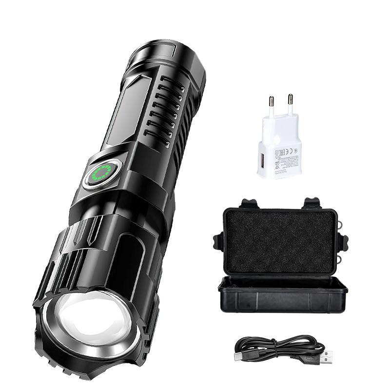 Super Bright LED Flashlight Rechargeable Tactical Zoomable Torch,Waterproof Search Light for Camping Emergency Hunting Cycling
