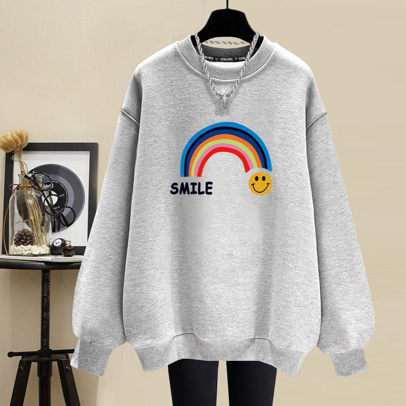 American crew neck sweater female student autumn and winter 2025 new popular Korean lazy wind fleece thickened coat