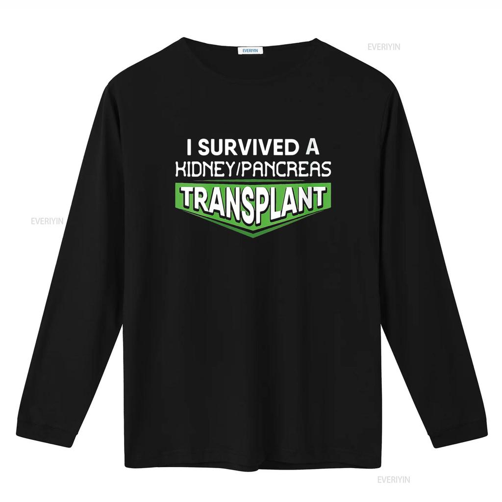 Womens I Survived A Kidney Pancreas Transplant Awareness Round Neck T Shirt Black vintage Washed homme Versatile Breathable