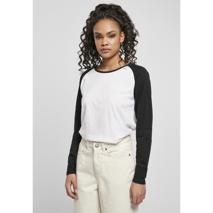T-shirt Femme Manches Longues Urban Classics Blanc/noir