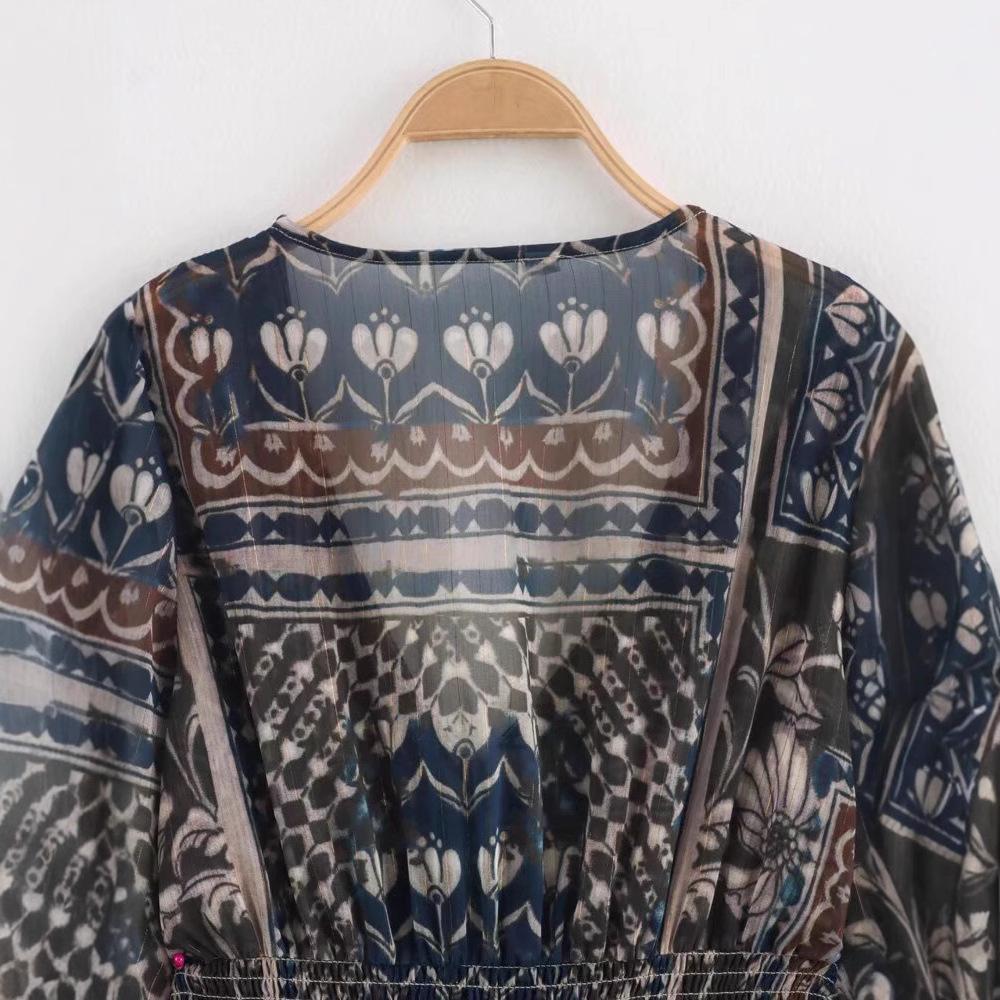 Women's Spring 2025 Metallic Thread Print Mini Dress - European & American Style