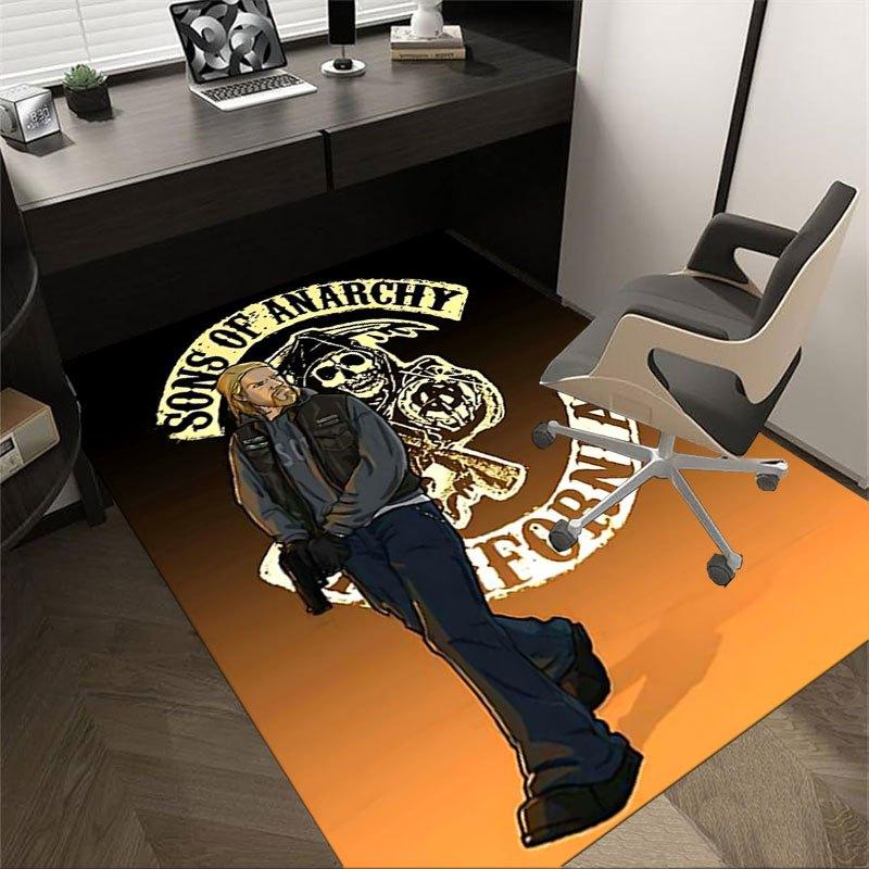 

1pc Sons of Anarchy themed Office Carpet Chair Mats - durable polyester rug for home theater, office, dorm room decor - tA60 60cm by 90cm