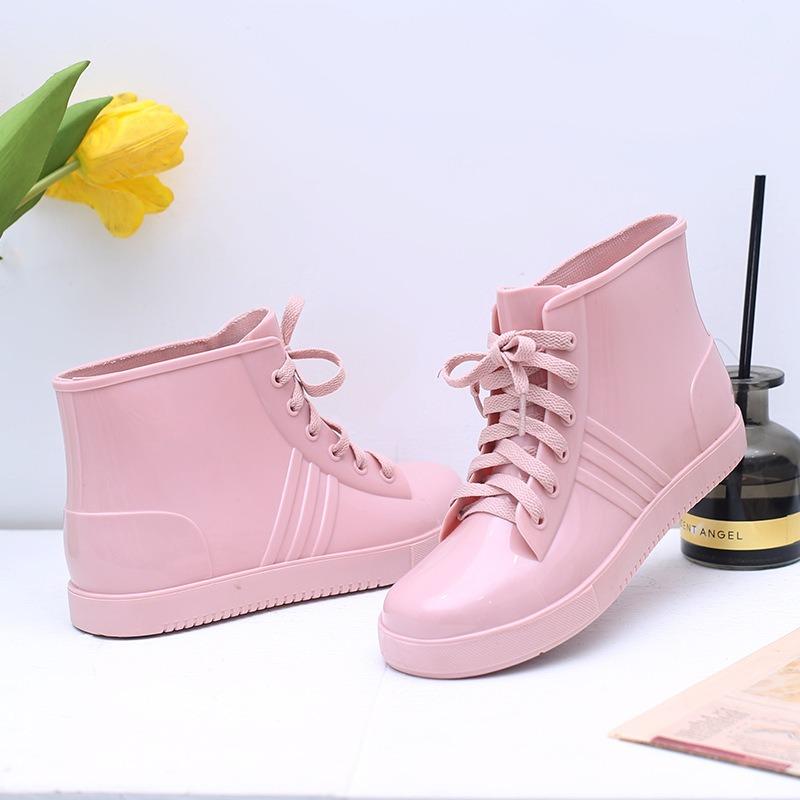 

Rain shoes female adult short tube fashion lace-up jelly water shoes low top non-slip rain boots low tube female rubber shoes student waterproof 39