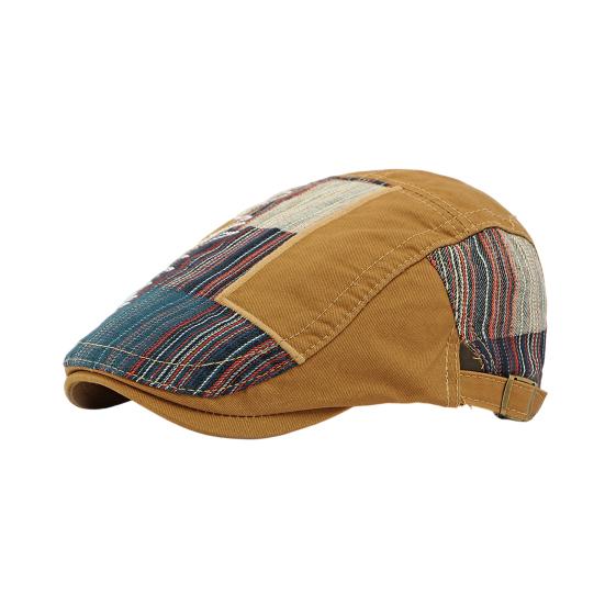 Newsboy Cap Retro Style Adjustable Fit Beret Hat Splicing Design Soft Breathable Sun Protection Hat Daily Wear