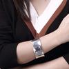 925 Silver Charm Smooth Wide Big Bangle Bracelets for Women Luxury Fashion Party Wedding Cuff Jewelry Christmas Gift