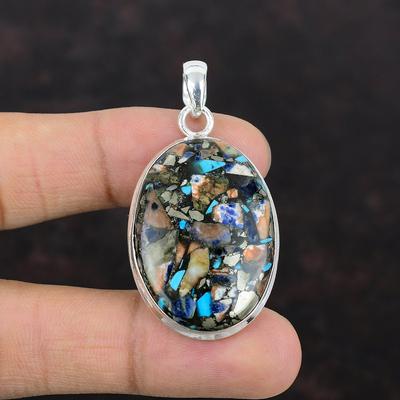 Copper Multi Turquoise Pendant Handmade Jewelry A One Quality Gemstone Pendant 925 Sterling Silver Pendant Stylish Pendant Gift For Mother