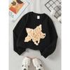 Star Shaped Decorative Ornament Unisex Crew Neck Fashion Sweatshirt, Autumn and Winter Western Style Top, Children's Long Sleeved T-shirt