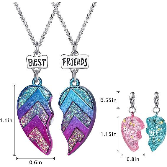 Best Friends Half Heart Pendant Necklace for Children, Kid's Best Friend Jewelry,Friendship Gift Girls BFF Necklaces-Love